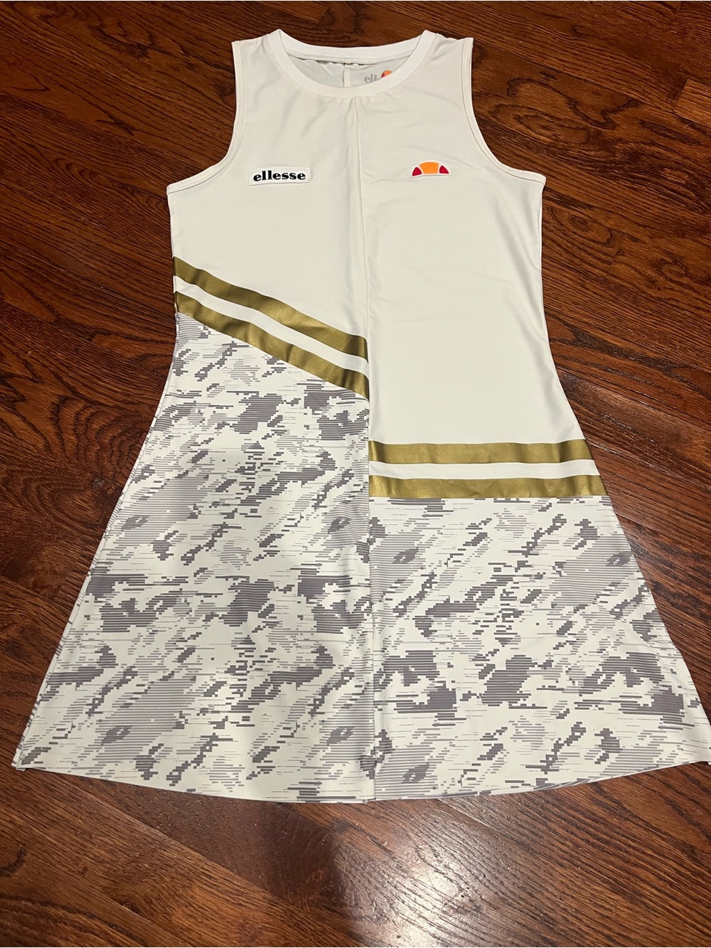 ellesse White Athletic Dress with Orange Logo Accent. Size medium
